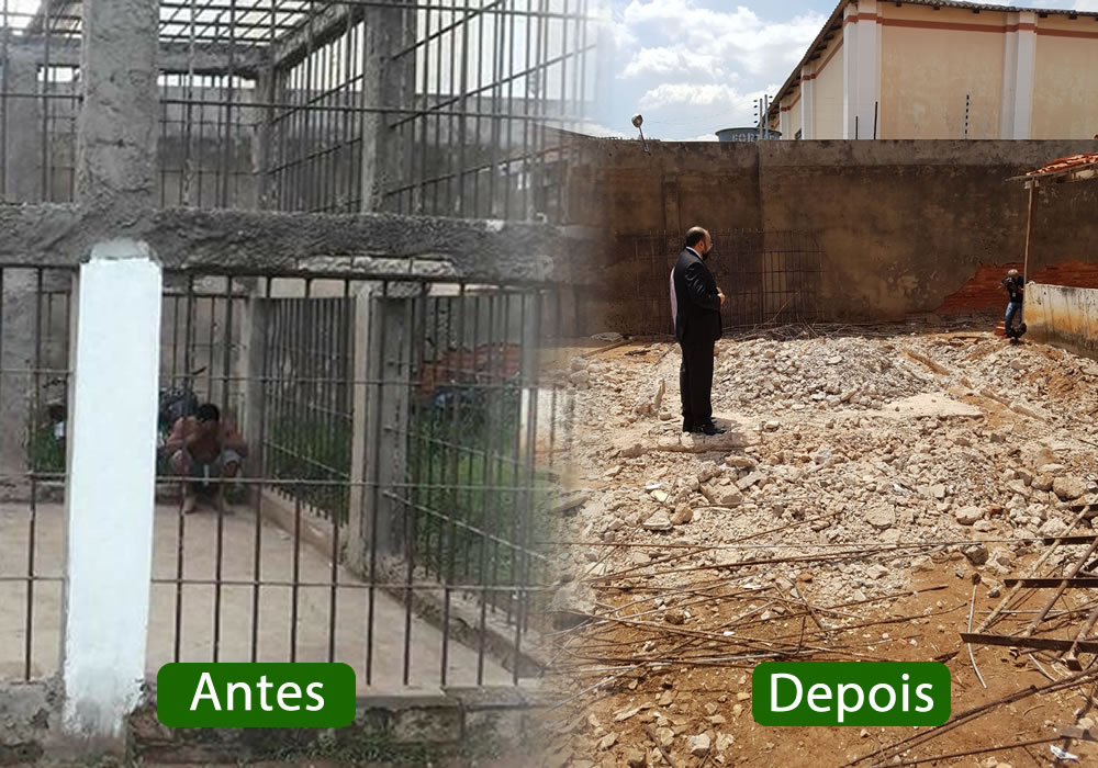 Governo destrói o primeiro dos gaiolões existentes em delegacias de polícia