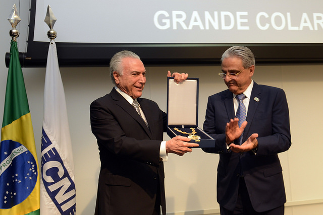 CNI condecora presidente Michel Temer com Ordem do Mérito Industrial