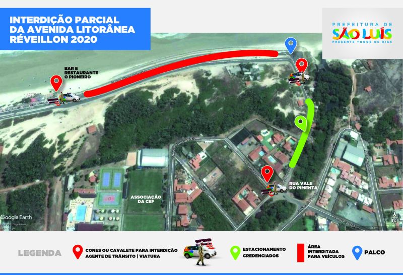 Avenida Litorânea fica parcialmente proibida para o tráfego de veículos nesta terça-feira
