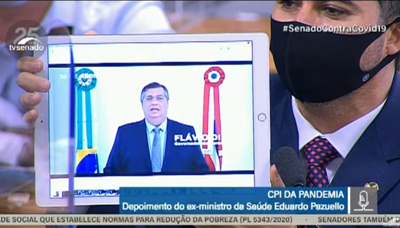 Senador cria polêmica na CPI ao mostrar vídeos de governadores recomendando cloroquina