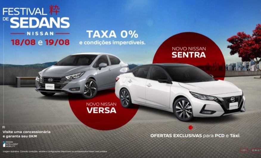 Novo Versa e Novo Sentra são os destaques do “Festival de Sedans” neste final de semana na rede Nissan