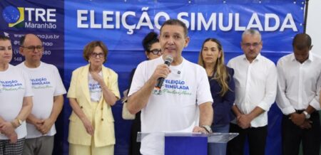 ELEIÇÃO SEGURA Presidente do TSE, Nunes Marques, participa de eleição simulada realizada neste domingo em Paulino Neves no Maranhão